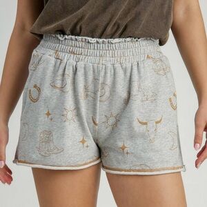 NWT UMGEE Bohemian Heather Gray Western Pattern Shorts S M L